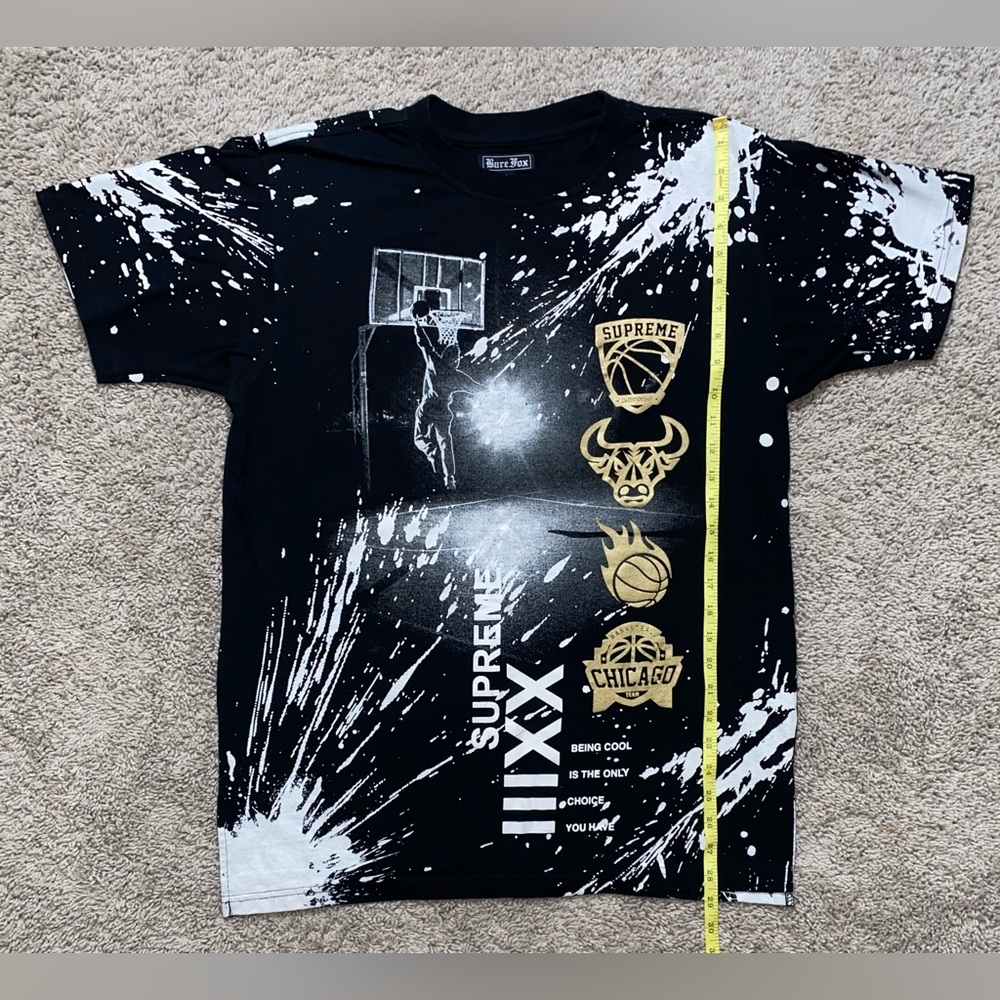 Micheal Jordan T-shirt Splatter Size Large Chicago Bulls #23 Bare Fox
